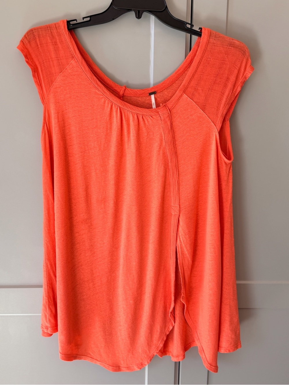 Free People Coral Orange Asymmetrical Swing Tunic Top Oversized XS